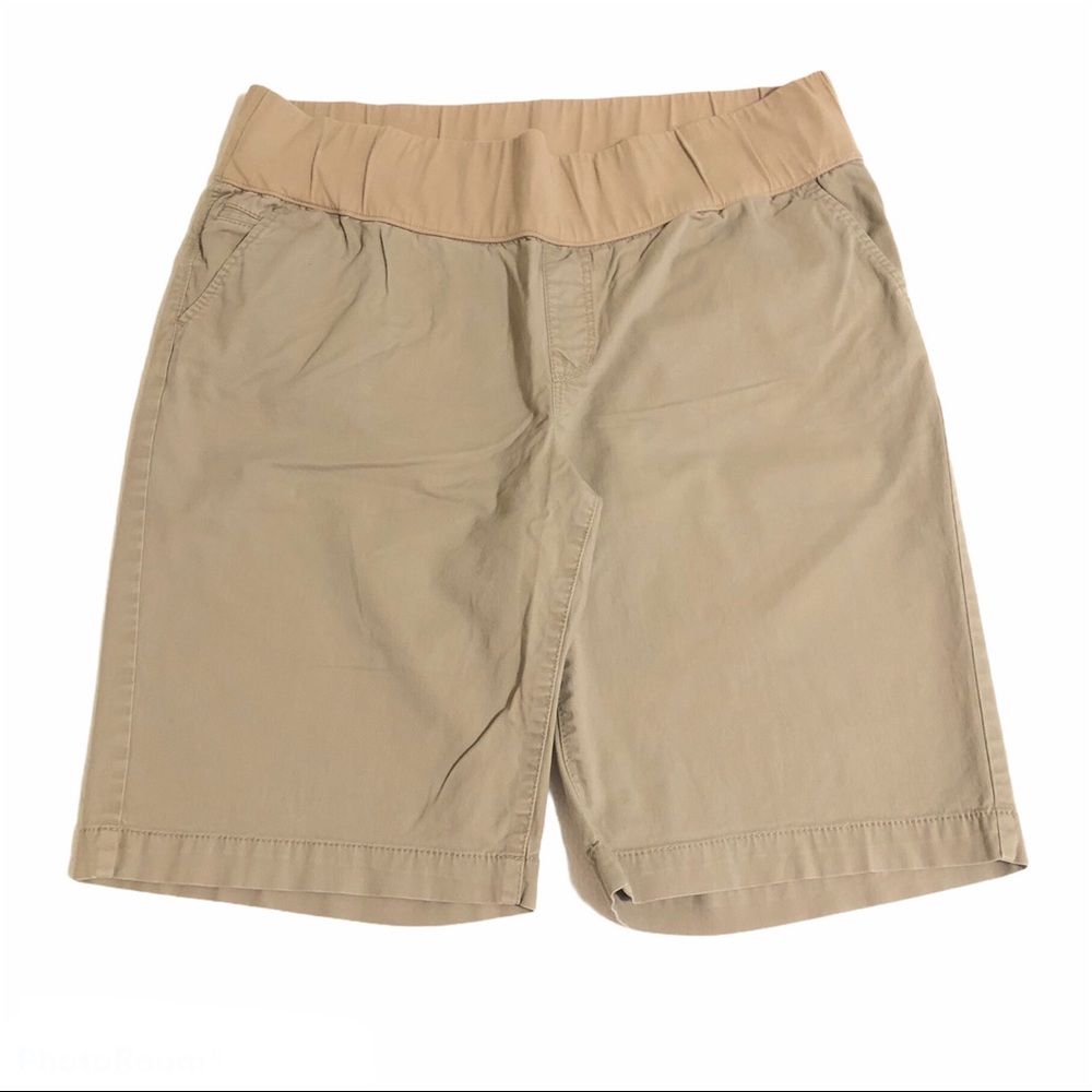 Gap Maternity Khaki Bermuda Pull On Shorts Size 14 Demo Panel